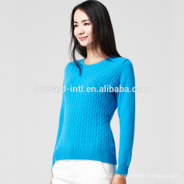 low price knitted long sleeve v neck wool cashmere cable sweater